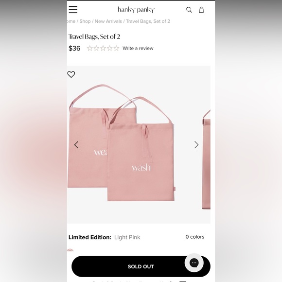 NWT 2pc HANKY PANKY “Wash” And “Wear” Travel Bags Tote Set - Picture 2 of 10